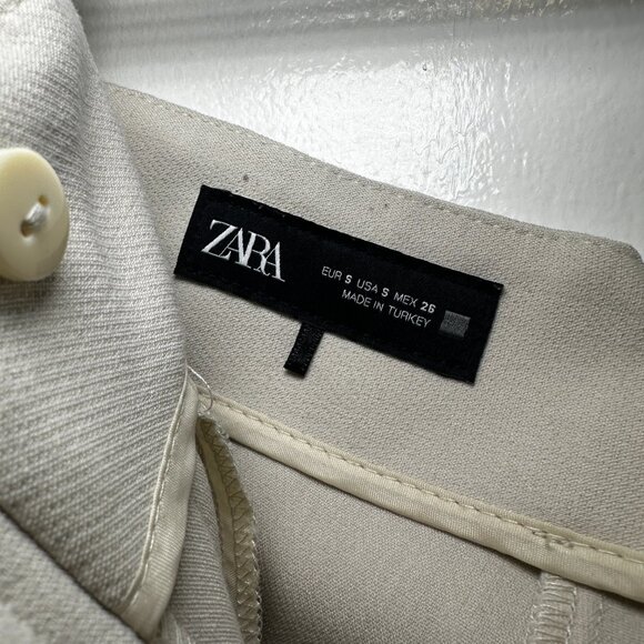 corset effect high waist slacks - ZARA US Small, cream. - Picture 9 of 10